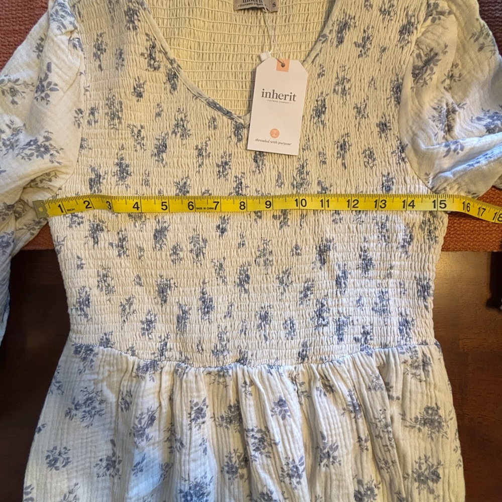 Cream Floral Long Sleeve Dress - Picture 4 of 5